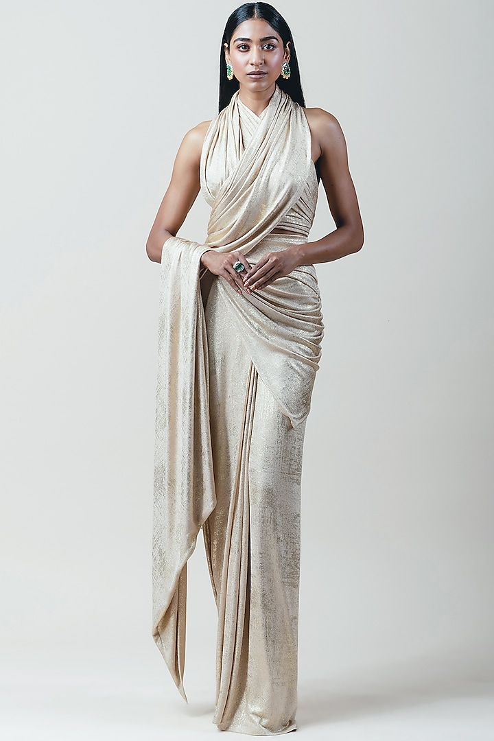 Gold Wrapped Concept Saree Set by Tarun Tahiliani