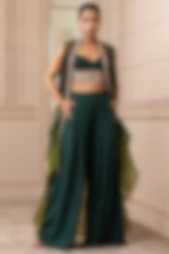 Mehendi Green Ombre Cape Set by Tarun Tahiliani at Pernia's Pop Up Shop