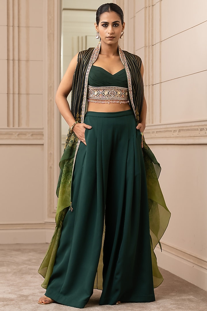 Mehendi Green Ombre Cape Set by Tarun Tahiliani at Pernia's Pop Up Shop