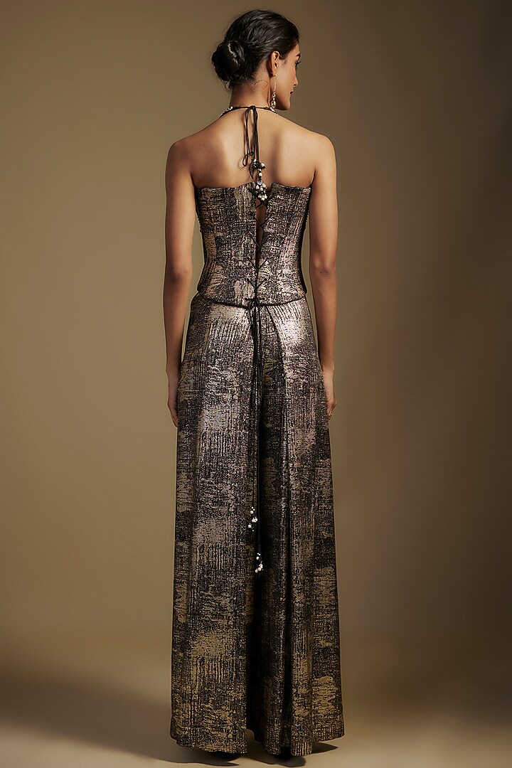 Black Foil Jersey Co-Ord Set by Tarun Tahiliani at Pernia's Pop Up Shop