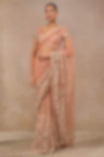 Rust Tulle Resham Embroidered Saree Set by Tarun Tahiliani at Pernia's Pop Up Shop