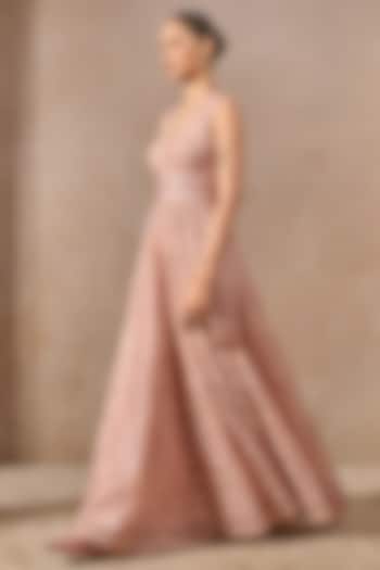 Blush Pink Tulle Net Sequins Embroidered Jumpsuit by Tarun Tahiliani at Pernia's Pop Up Shop