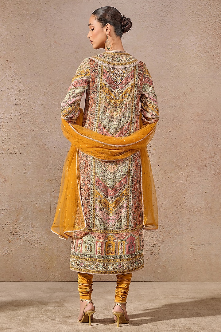 Multi-Colored Tissue Georgette & Tulle Gota Embellished Kurta Set by Tarun Tahiliani at Pernia's Pop Up Shop