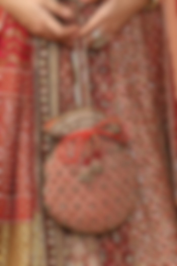 Maroon Hand Embroidered Potli Bag by Tarun Tahiliani Accessories