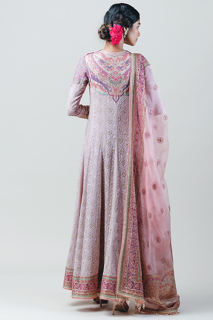 Old Rose Embroidered Kurta Set by Tarun Tahiliani at Pernia's Pop Up Shop