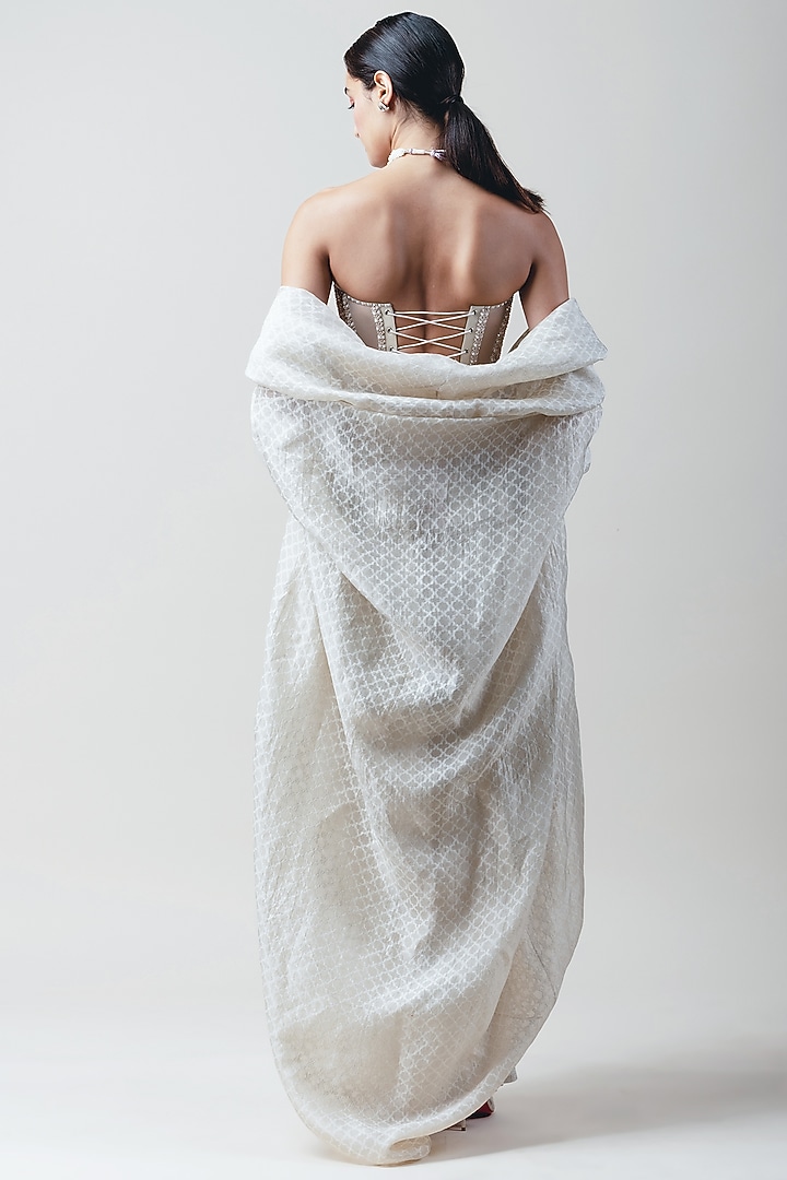 Ivory Cutwork Balloon Cape by Tarun Tahiliani at Pernia's Pop Up Shop