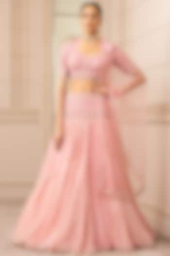 Light Rose Pink Embroidered Kalidar Bridal Lehenga Set by Tarun Tahiliani at Pernia's Pop Up Shop