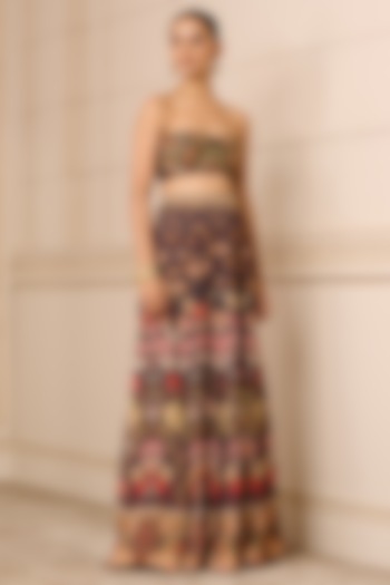 Black Georgette Printed Pant Set by Tarun Tahiliani at Pernia's Pop Up Shop