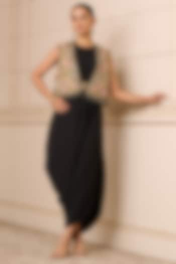 Black Silk Georgette Dhoti Dress by Tarun Tahiliani at Pernia's Pop Up Shop