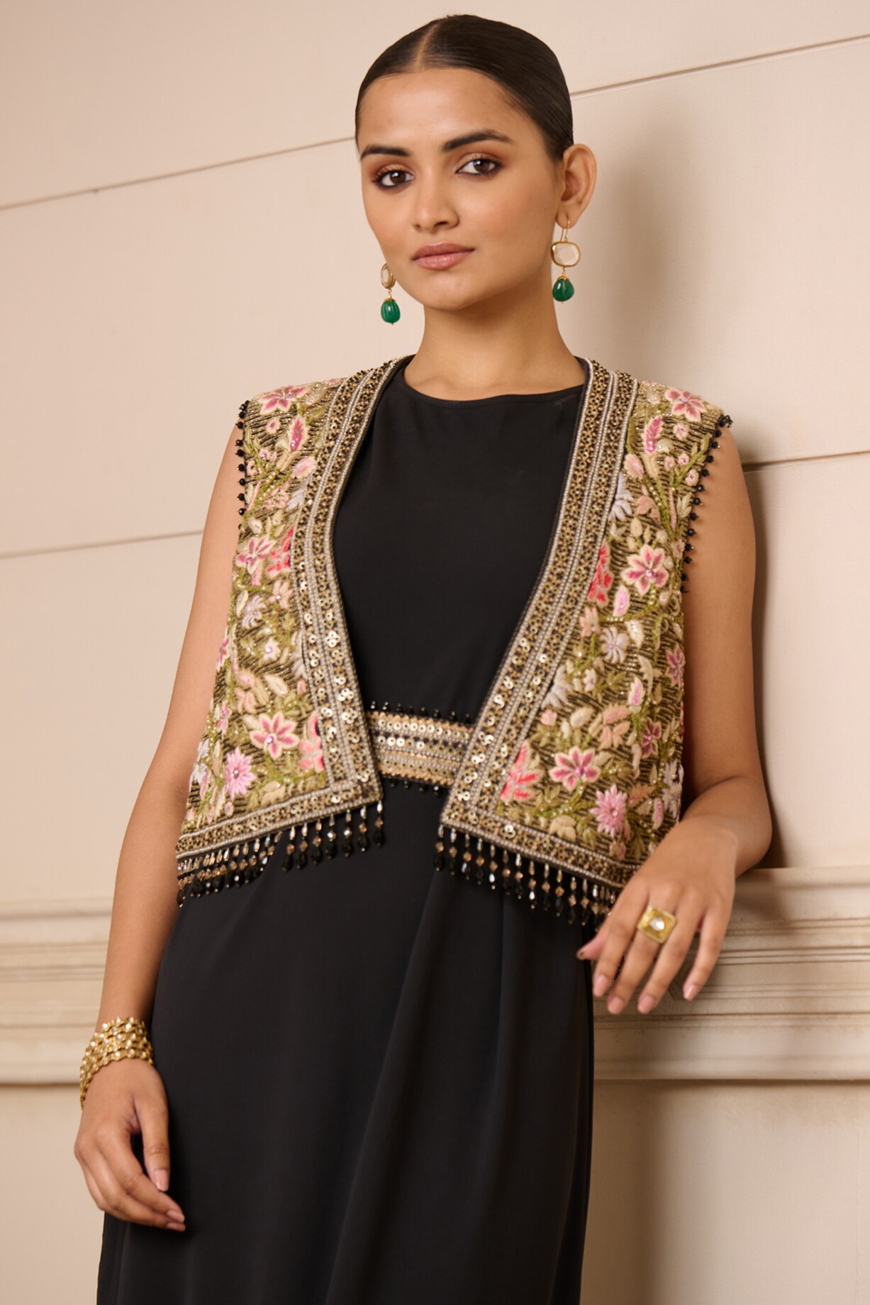 Black Silk Georgette Dhoti Dress by Tarun Tahiliani at Pernia's Pop Up Shop  2026
