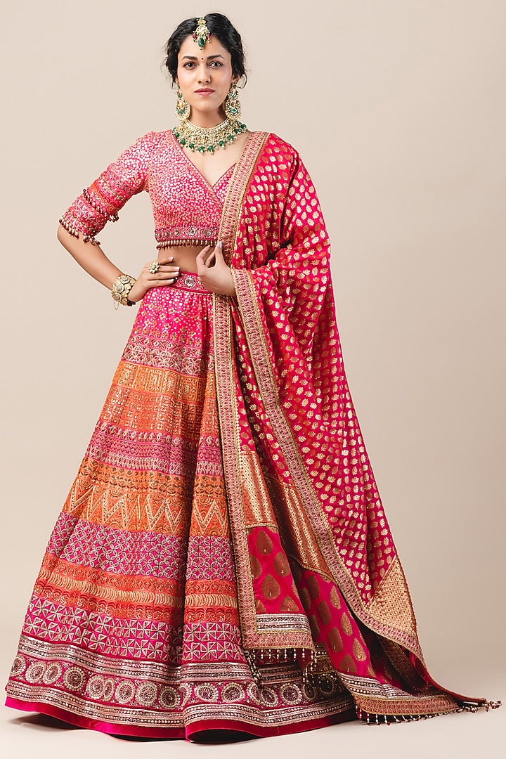 Multi Colored Embroidered Bridal Lehenga Set by Tarun Tahiliani at Pernia's Pop Up Shop