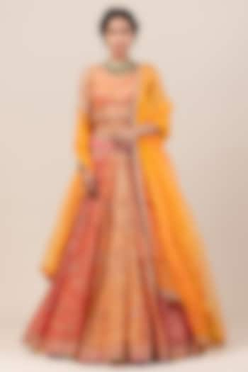 Yellow Embroidered Lehenga Set by Tarun Tahiliani