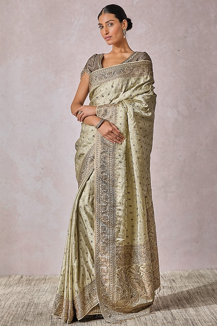 Jade Brocade Embroidered Saree Set by Tarun Tahiliani