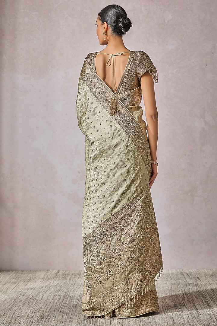 Jade Brocade Embroidered Bridal Saree Set by Tarun Tahiliani at Pernia's Pop Up Shop
