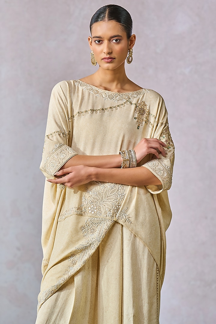 Ecru Georgette Trouser Set by Tarun Tahiliani at Pernia's Pop Up Shop