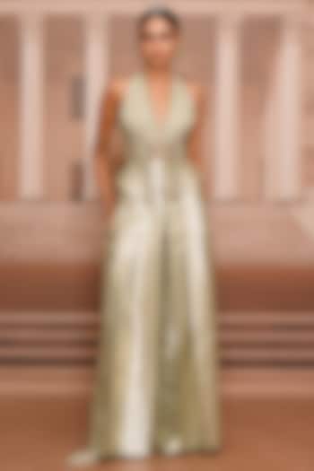 Jade Green Brocade Jumpsuit by Tarun Tahiliani at Pernia's Pop Up Shop