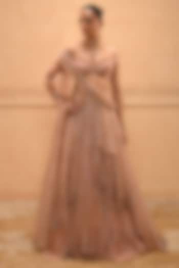 Blush Tulle Embellished Bridal Lehenga Set by Tarun Tahiliani at Pernia's Pop Up Shop