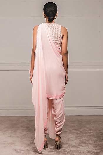 Blush Pink Dhoti Saree Set Design By Tarun Tahiliani At Pernia S Pop Up Shop 2021