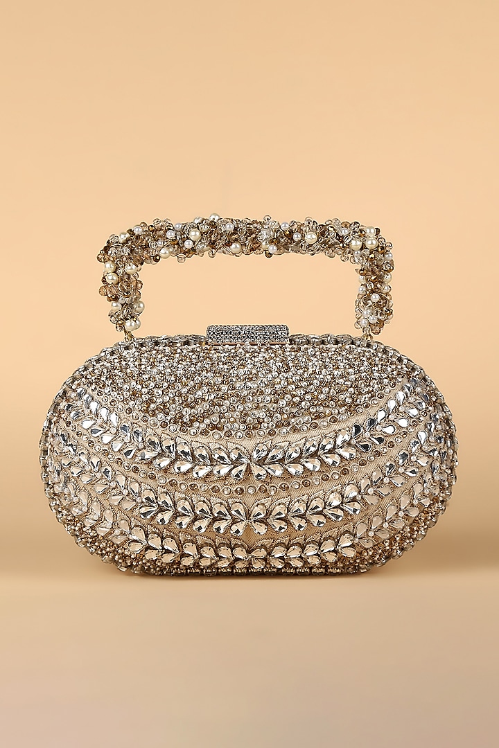 Ivory Hand Embroidered Clutch by Tarun Tahiliani
