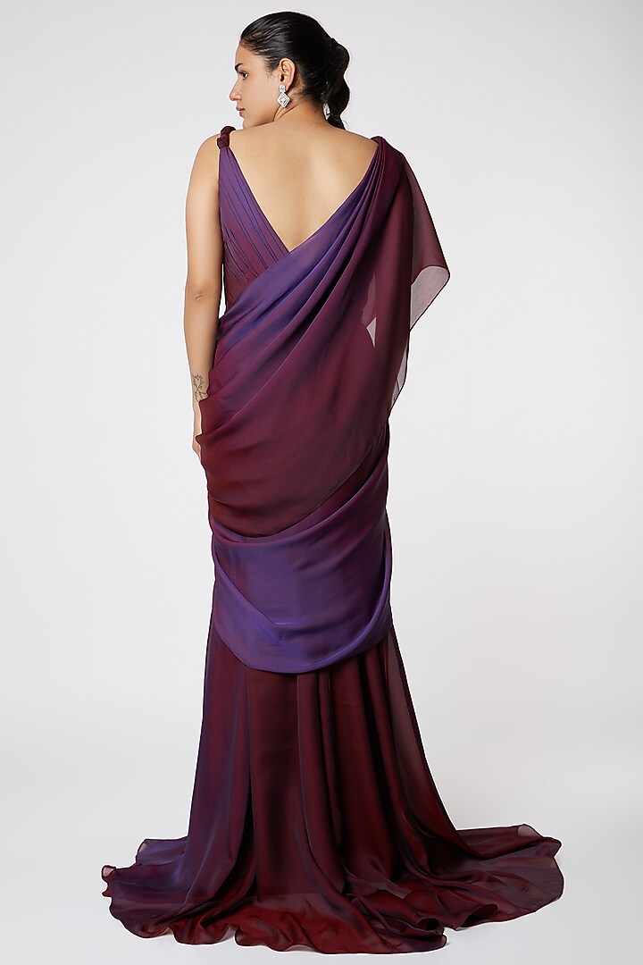 Purple Ombre Draped Concept Reception Saree by Tarun Tahiliani at Pernia's Pop Up Shop