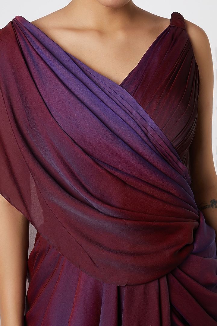 Purple Ombre Draped Concept Reception Saree by Tarun Tahiliani at Pernia's Pop Up Shop