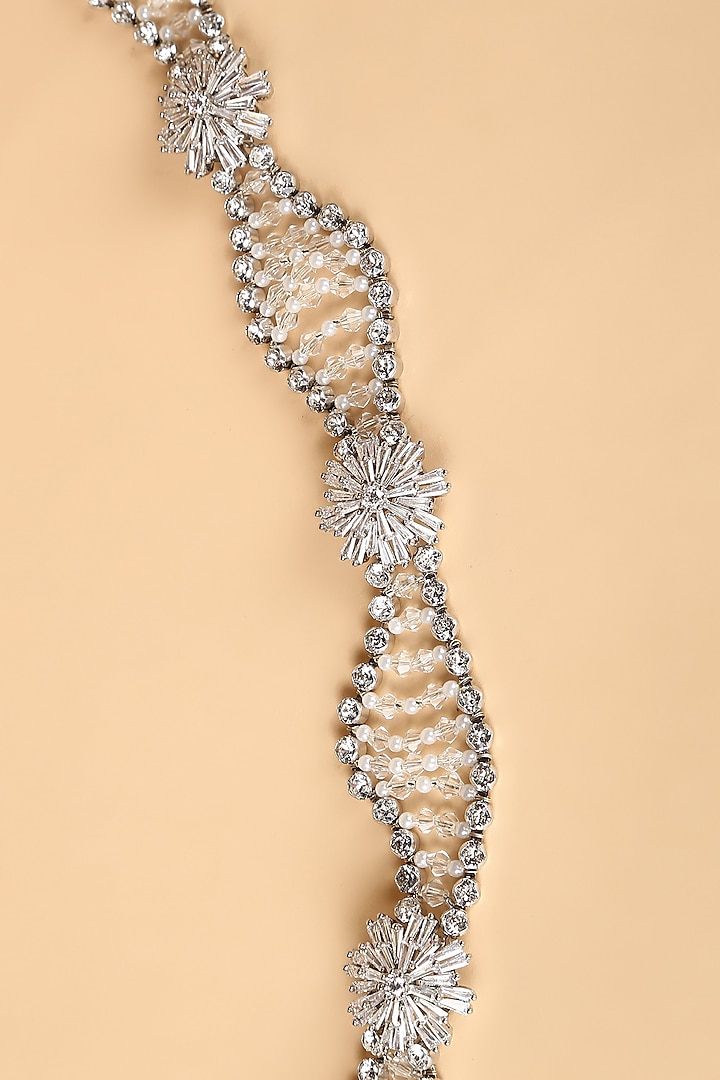 Silver Swarovski & Glass Bead Belt by Tarun Tahiliani Accessories