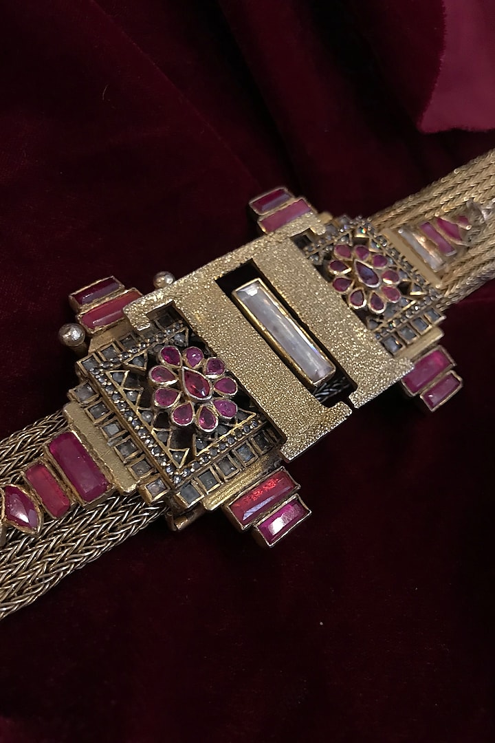 Gold Zircon Jewelled Belt by Tarun Tahiliani Accessories