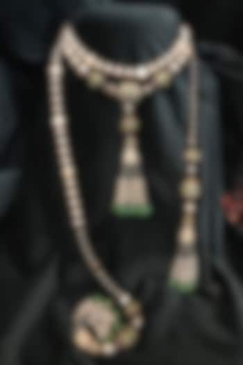 Gold Finish Swarovski Pearl Dori Necklace In Sterling Silver by Tarun Tahiliani Accessories