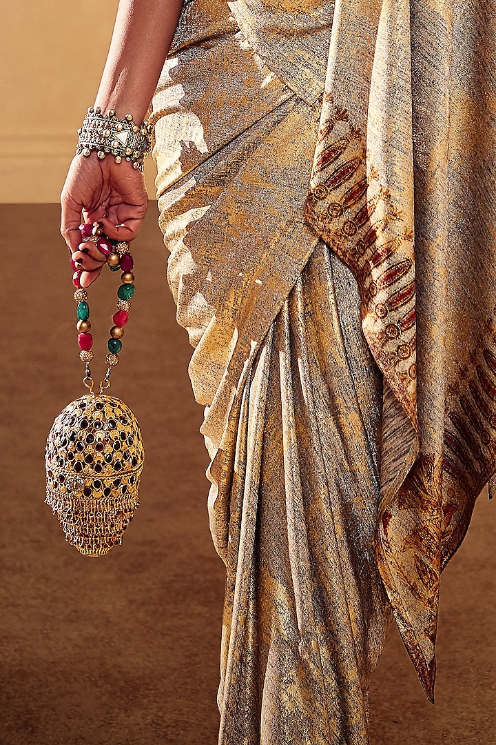 Gold Zircons Jewelled Bag In Sterling Silver by Tarun Tahiliani Accessories