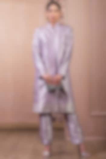 Lilac Brocade Bandhgala Jacket Set by Tarun Tahiliani at Pernia's Pop Up Shop