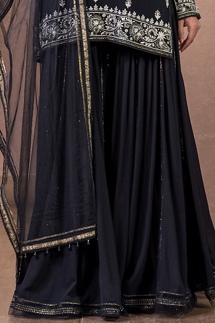 Black Georgette Bridal Sharara Set by Tarun Tahiliani at Pernia's Pop Up Shop