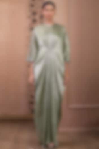 Sage Crinkle Tulle Maxi Cocktail Dress by Tarun Tahiliani at Pernia's Pop Up Shop