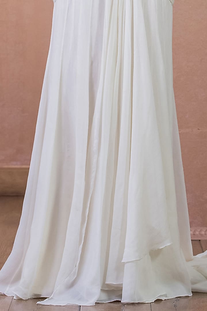 Ivory Silk Chiffon Draped Bridal Gown by Tarun Tahiliani at Pernia's Pop Up Shop
