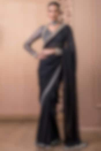 Black Chiffon Saree Set by Tarun Tahiliani at Pernia's Pop Up Shop