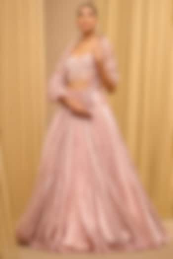 Blush Pink Silk Tissue Bridal Lehenga Set by Tarun Tahiliani at Pernia's Pop Up Shop