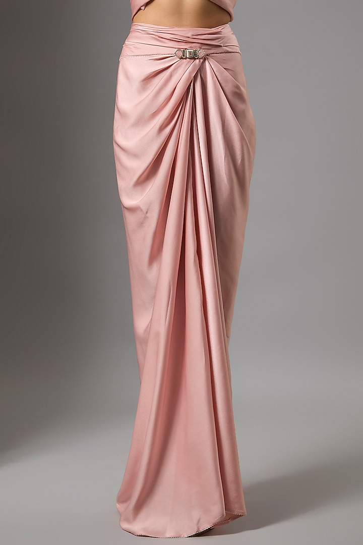 Pink Satin & Organza Draped Skirt Set by Tarun Tahiliani at Pernia's Pop Up Shop