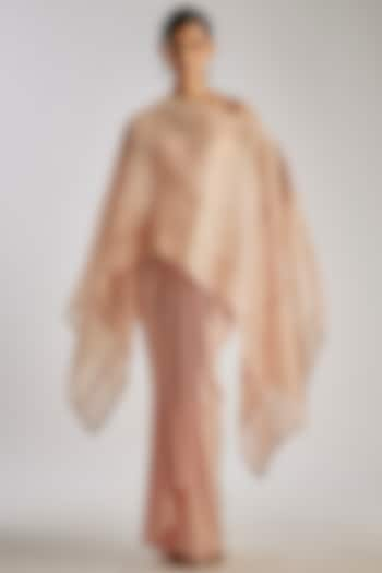 Blush Satin Organza Kaftan Set by Tarun Tahiliani at Pernia's Pop Up Shop