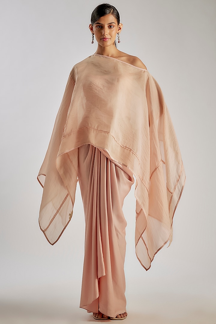 Blush Satin Organza Kaftan Set by Tarun Tahiliani at Pernia's Pop Up Shop