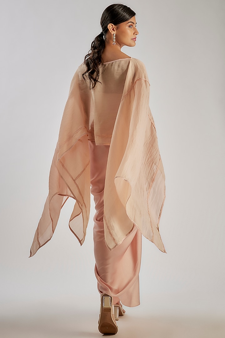 Blush Satin Organza Kaftan Set by Tarun Tahiliani at Pernia's Pop Up Shop