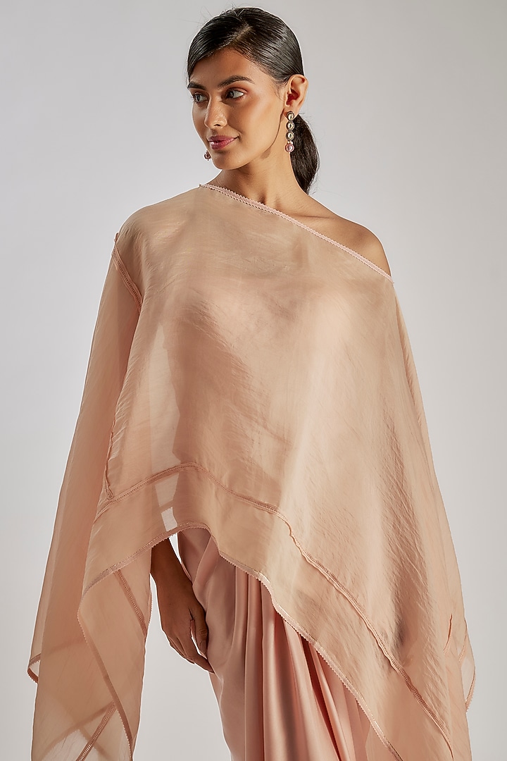 Blush Satin Organza Kaftan Set by Tarun Tahiliani at Pernia's Pop Up Shop