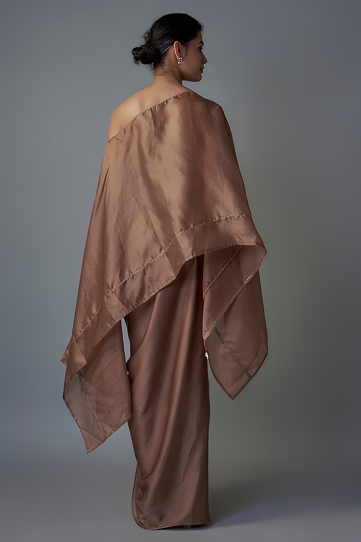 Mocha Satin Skirt Set by Tarun Tahiliani at Pernia's Pop Up Shop