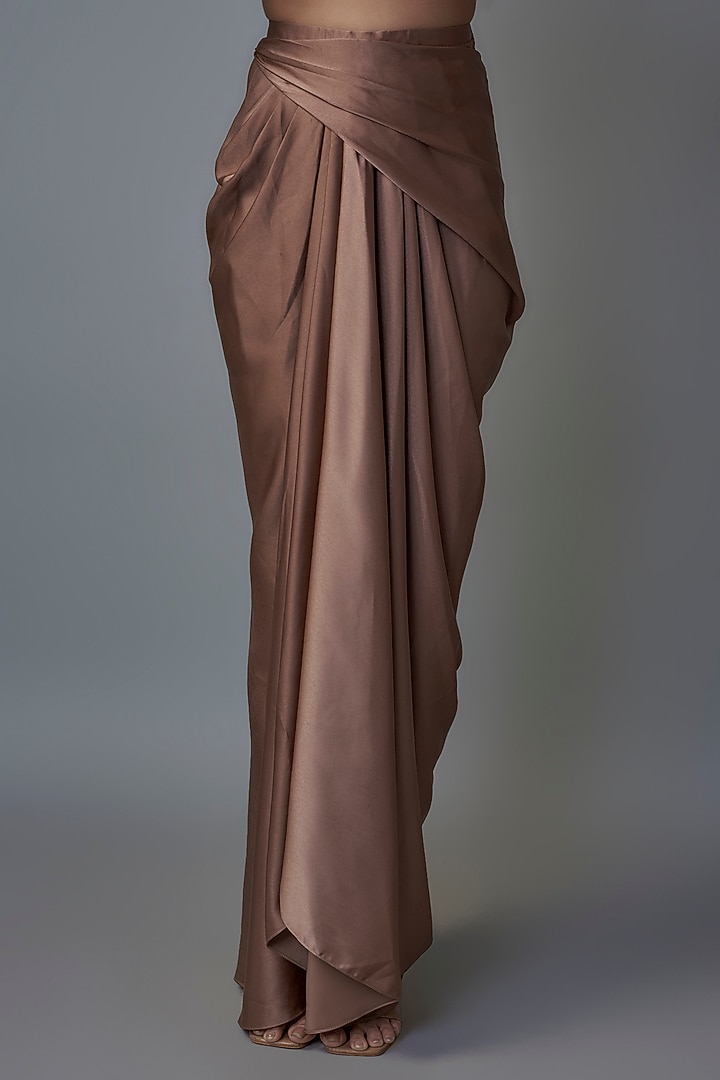 Mocha Satin Skirt Set by Tarun Tahiliani at Pernia's Pop Up Shop