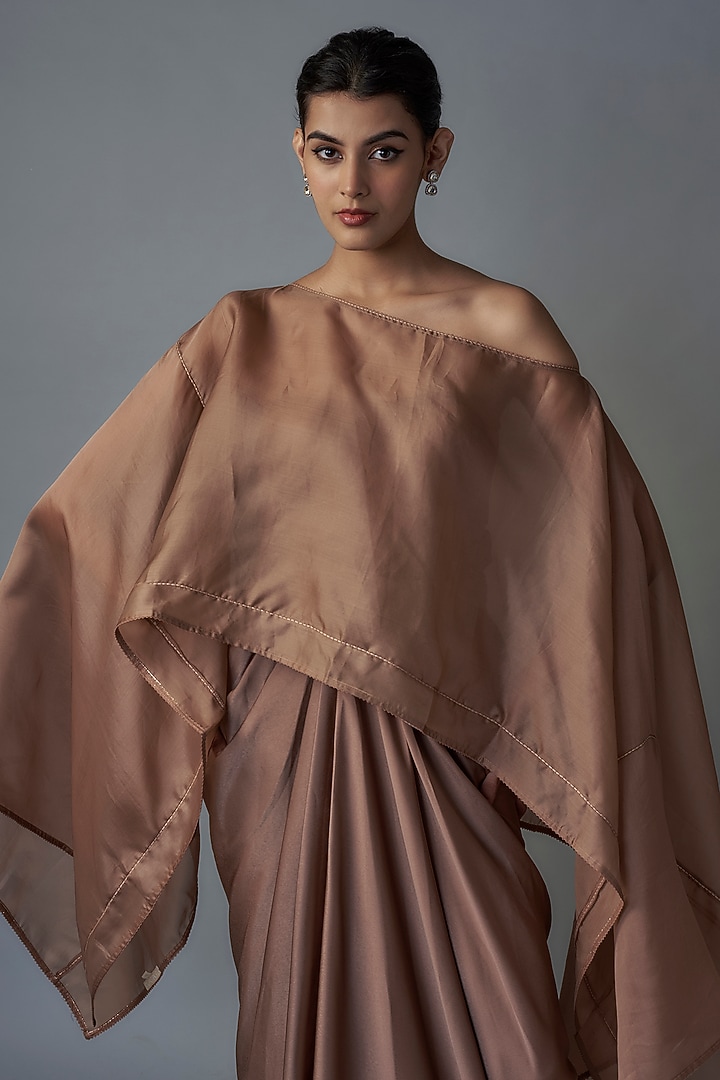 Mocha Satin Skirt Set by Tarun Tahiliani at Pernia's Pop Up Shop