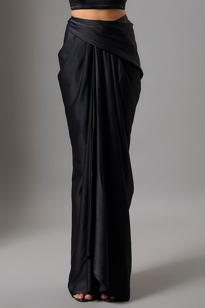 Black Satin Skirt Set by Tarun Tahiliani at Pernia's Pop Up Shop