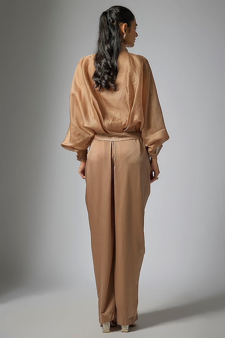 Mocha Colored Satin Organza & Satin Co-Ord Set by Tarun Tahiliani at Pernia's Pop Up Shop