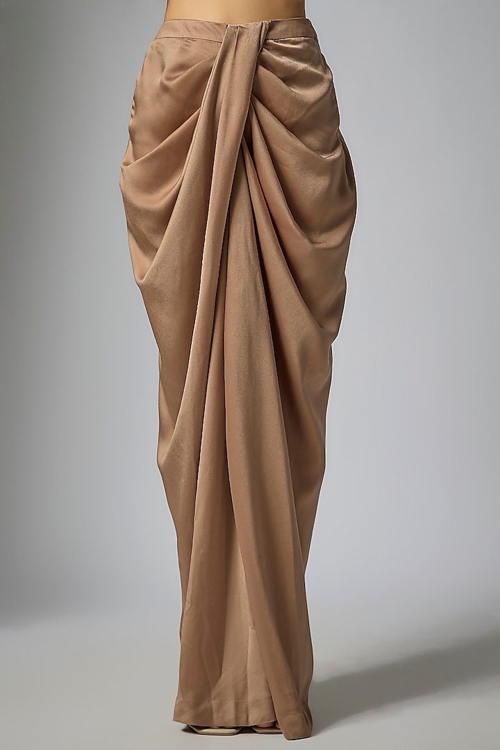 Mocha Colored Satin Organza & Satin Co-Ord Set by Tarun Tahiliani at Pernia's Pop Up Shop
