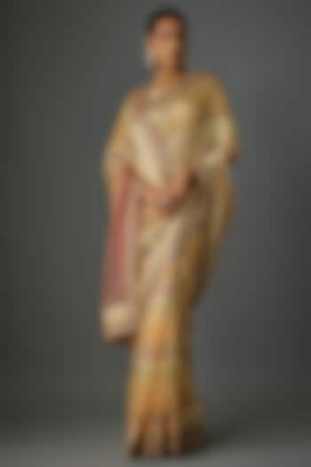 Multi-Colored Silk Organza Reception Saree Set by Tarun Tahiliani at Pernia's Pop Up Shop