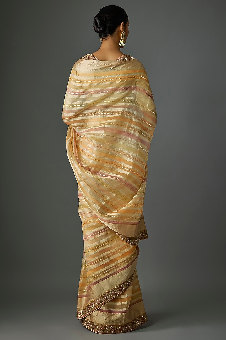 Multi-Colored Silk Organza Reception Saree Set by Tarun Tahiliani at Pernia's Pop Up Shop