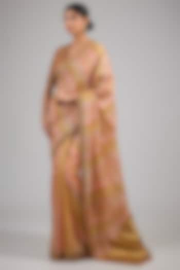 Multi-Colored Silk Hand Painted Reception Saree Set by Tarun Tahiliani at Pernia's Pop Up Shop