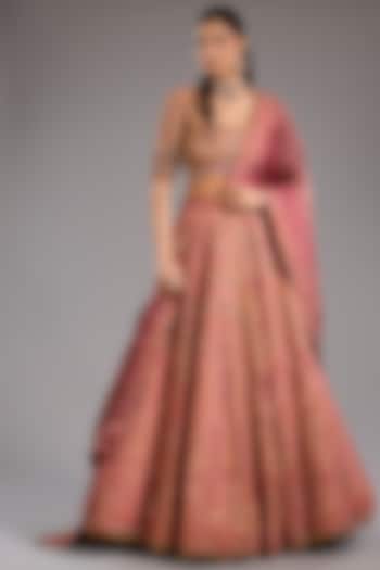 Fuchsia Silk Paisley Motif Hand Embroidered Bridal Lehenga Set by Tarun Tahiliani at Pernia's Pop Up Shop